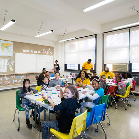 The renovation of this non-profit organization's heavily used multi-purpose classrooms provide students and teachers with brighter, healthier, and adaptable environments.